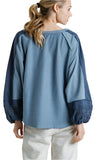 Crochet Puff Sleeve Top, Denim