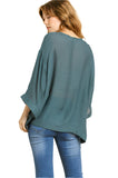 Faux Button Front Pocket Top, Seaweed