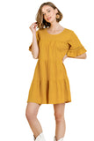 Ruffle Sleeve Tier Mini Dress, Goldenrod
