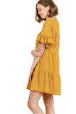 Ruffle Sleeve Tier Mini Dress, Goldenrod