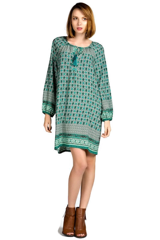 kori america Border Print Shift Mini Dress, Jade