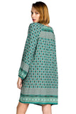 Border Print Shift Mini Dress, Jade