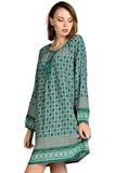 Border Print Shift Mini Dress, Jade