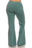 Mineral Wash Bell Bottom Soft Pants, Emerald