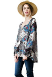 Patchwork Print Top, Navy