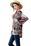Patchwork Print Top, Burgundy