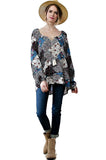 Patchwork Print Top, Navy