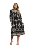 umgee mixed print midi dress