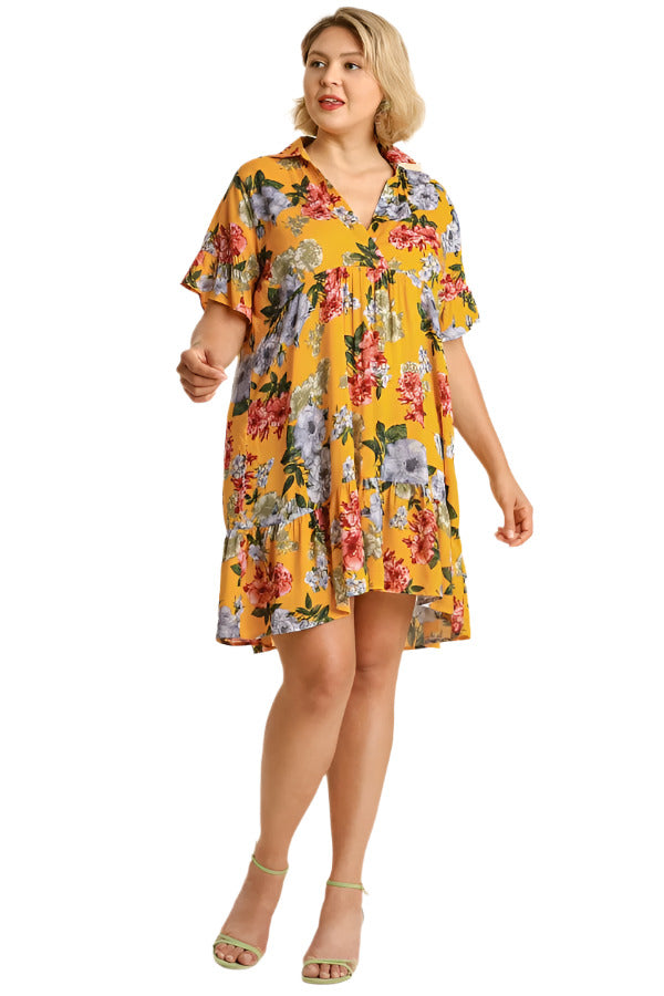 umgee ruffled baby doll floral dress