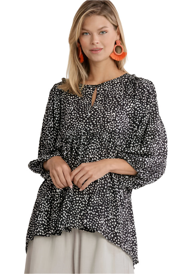 umgee usa Babydoll Keyhouse Blouse
