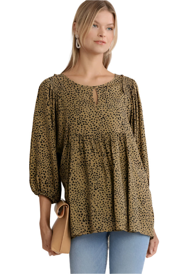 umgee usa Babydoll Keyhouse Blouse