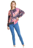 umgee Tie Dye Panel Top,  Mauve Grey umgee usa