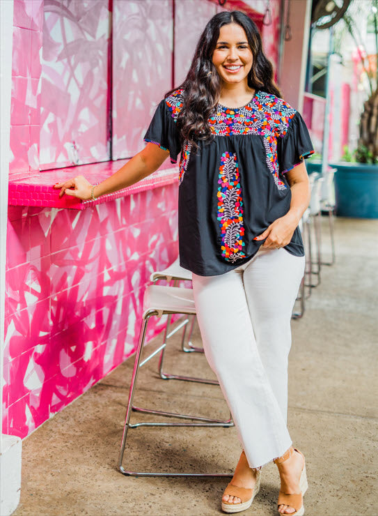layerz mulit-color embroidered top