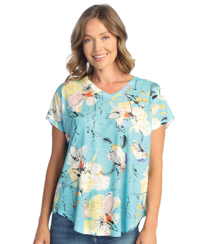 Jess & Jane Cap Sleeve V-Neck Top