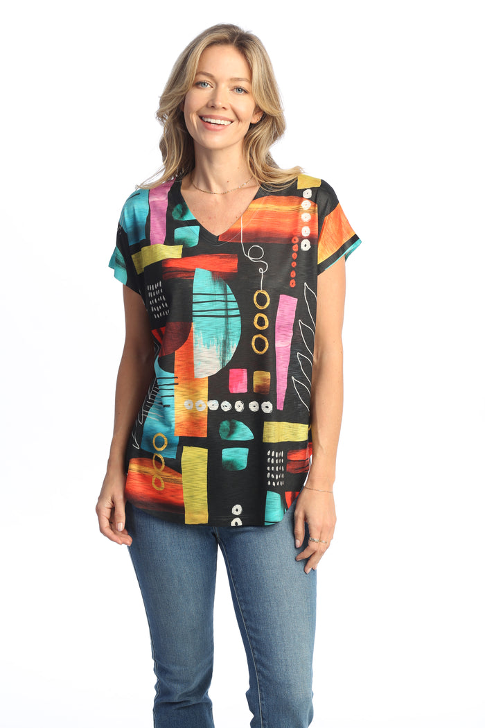 Jess & Jane Cap Sleeve V-Neck Top