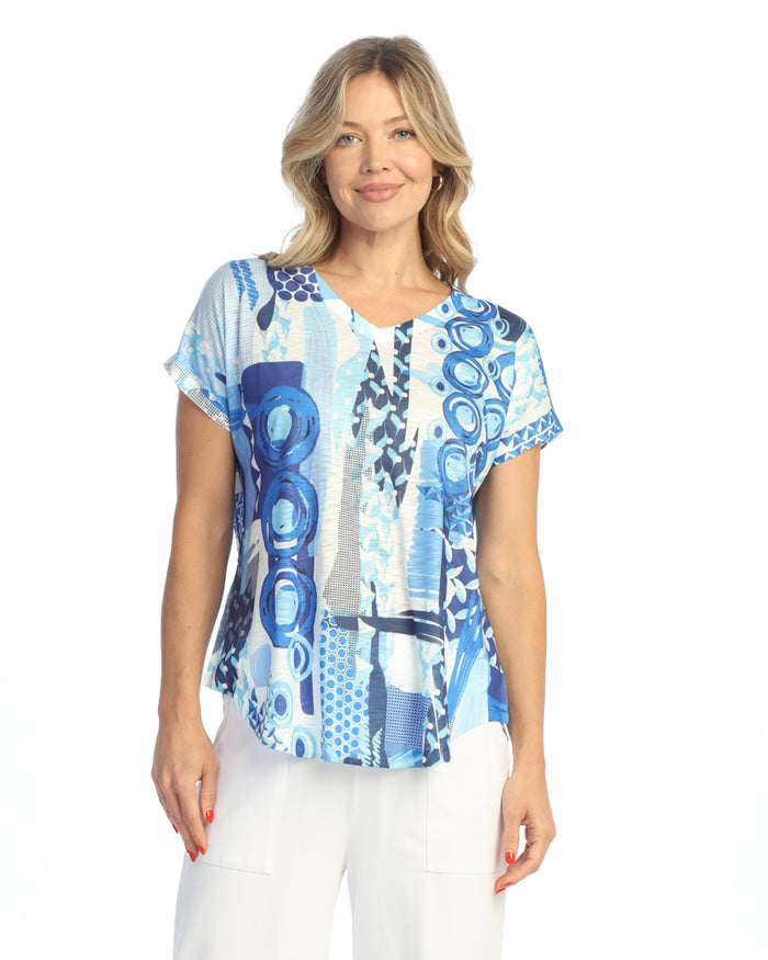 JESS & JANE BLUE OCEAN CAP SLEEVE TOP