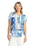 JESS & JANE BLUE OCEAN CAP SLEEVE TOP