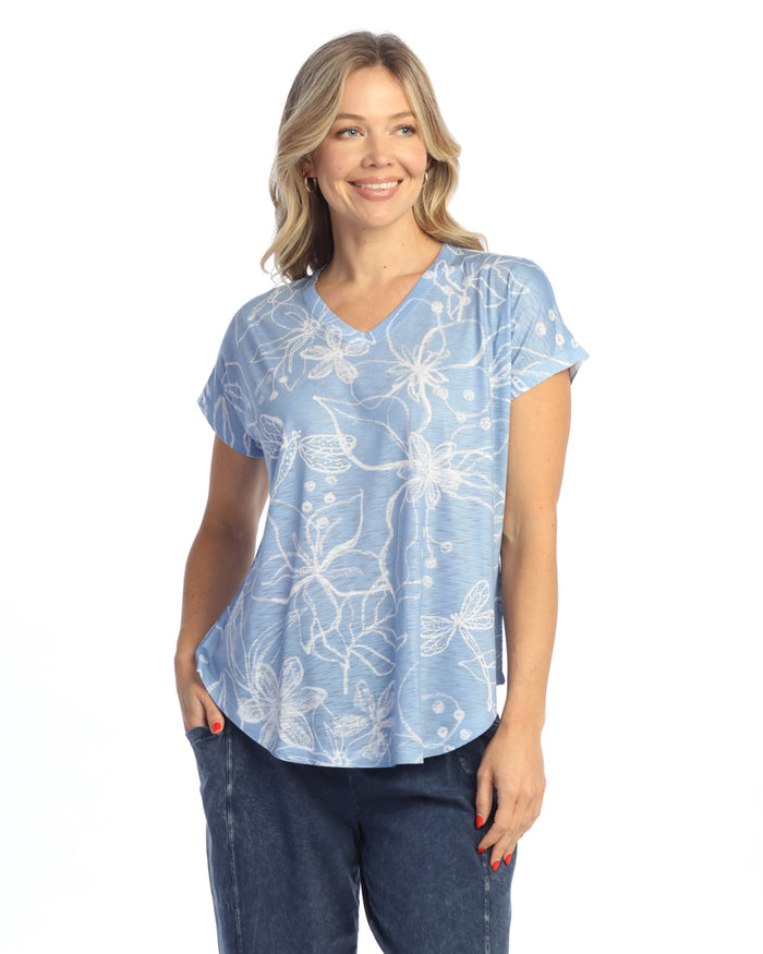 Jess & Jane Cap Sleeve V-Neck Top