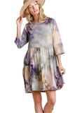 Marbled Tie Dye Knit Dress, Purple & Orange