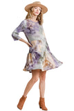 Marbled Tie Dye Knit Dress, Purple & Orange
