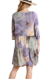 Marbled Tie Dye Knit Dress, Purple & Orange