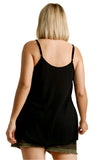 Waffle Knit V-Neck Top, Black