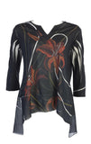 Lily Trio Slit V-Neck Chiffon Contrast Top