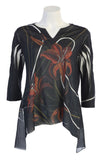 Jess & Jane Slit V-Neck Chiffon Contrast Top