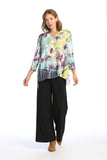Jess & Jane Slit V-Neck Chiffon Contrast Top