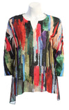 Jess & Jane Slit V-Neck Chiffon Contrast Top