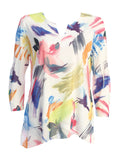 Jess & Jane Slit V-Neck Chiffon Contrast Top