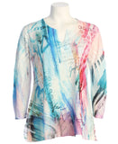 Jess & Jane Slit V-Neck Chiffon Contrast Top