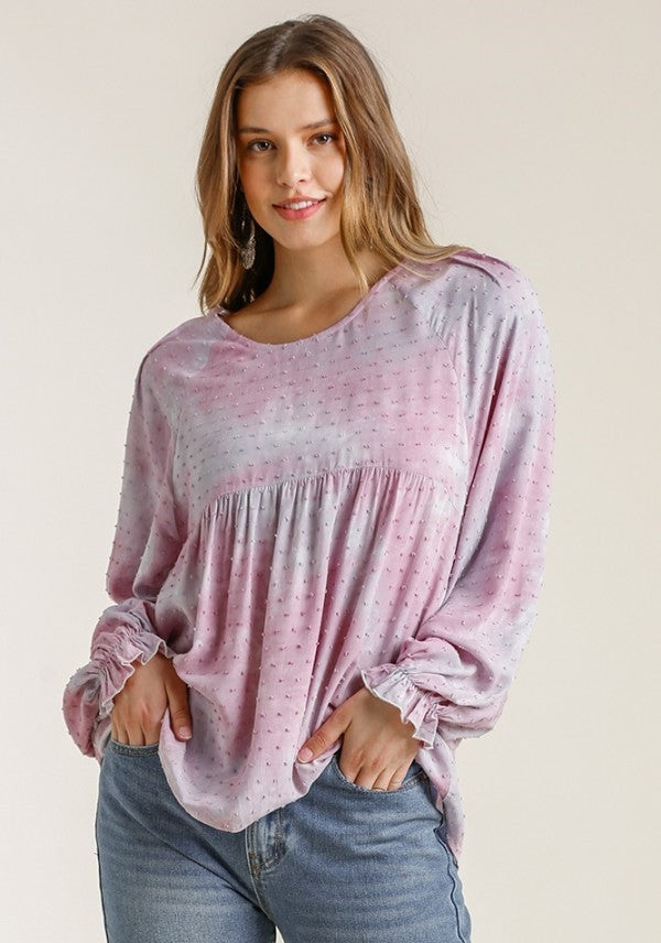 Umgee Tie Dye Swiss Dot Top