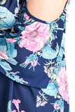 Floral Cold Shoulder Top, Navy
