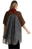 Animal Print Drape Kimono, Black