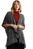 Animal Print Drape Kimono, Black