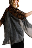 Animal Print Drape Kimono, Black