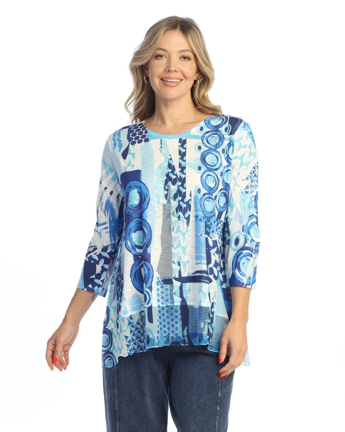 Jess & Jane Blue Ocean Chiffon Hem Tunic Top
