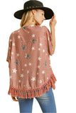 Star Print Tassel Top, Mauve