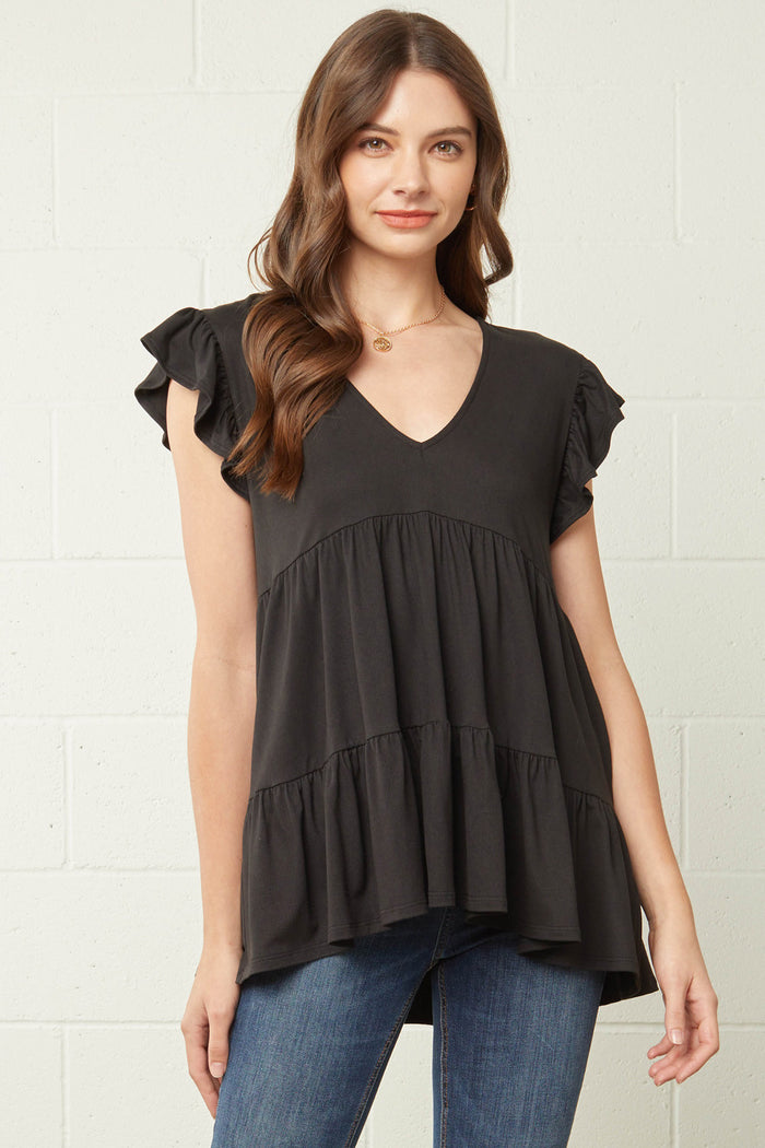 entro tiered ruffle babydoll top