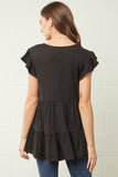 Tiered Ruffle Babydoll Top, Black