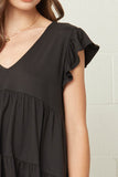 Tiered Ruffle Babydoll Top, Black