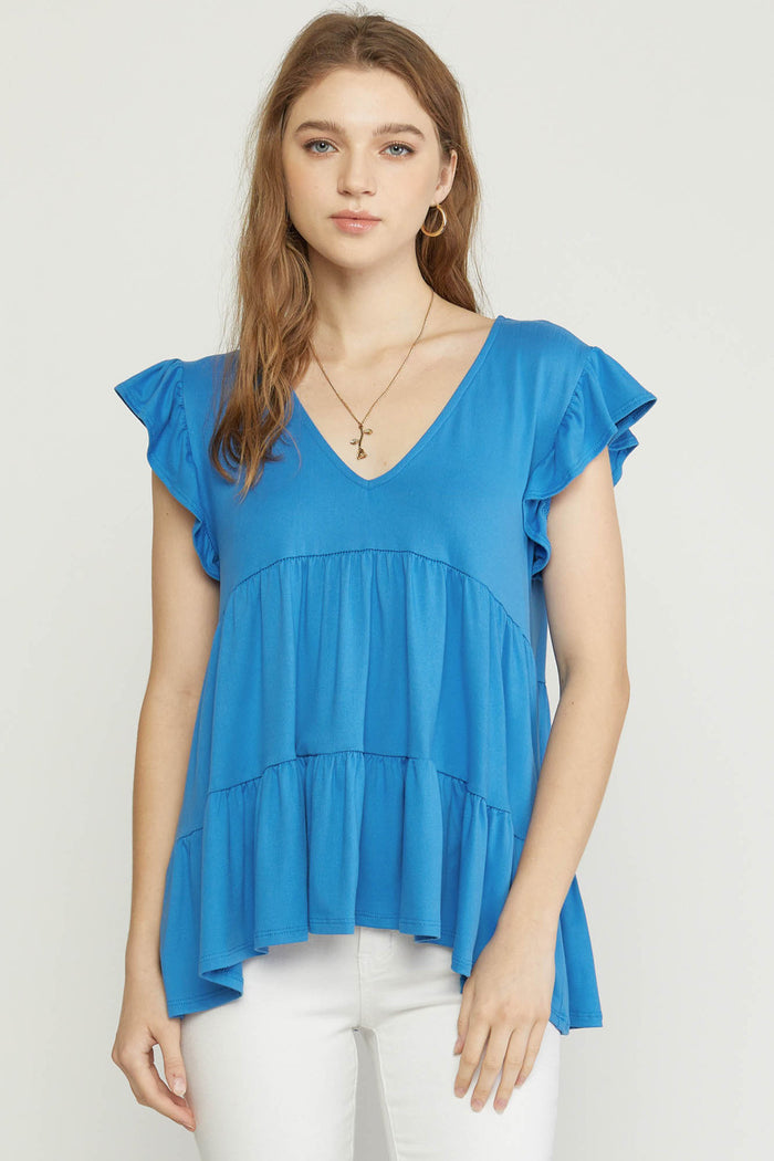 entro tiered ruffle babydoll top