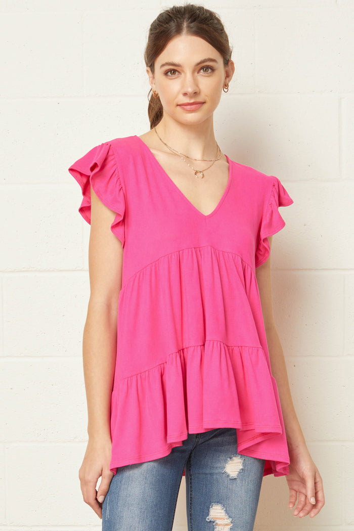 entro tiered ruffle babydoll top