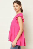 Tiered Ruffle Babydoll Top, Hot Pink