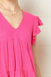 Tiered Ruffle Babydoll Top, Hot Pink
