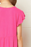 Tiered Ruffle Babydoll Top, Hot Pink
