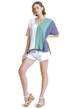 Umgee gauze Color Block short sleeve top