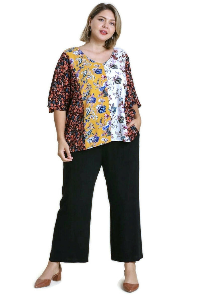 Umgee Mixed Floral Print Top