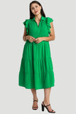 umgee usa Ruffle Sleeve Tiered Midi Dress